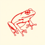 Red Ink Frog Tattoo