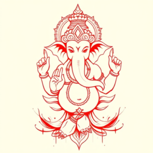 Red Ink Ganesha Tattoo