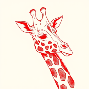 Red Ink Giraffe Tattoo