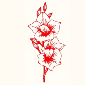 Red Ink Gladiolus Tattoo