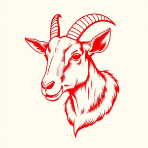 Red Ink Goat Tattoo
