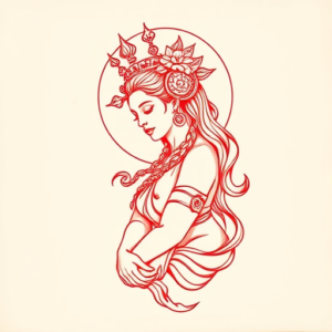 Red Ink Goddess Tattoo