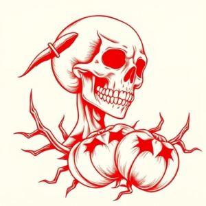 Red Ink Halloween Tattoo