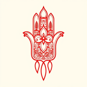 Red Ink Hamsa Tattoo