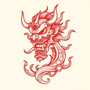 Red Ink Hannya Tattoo
