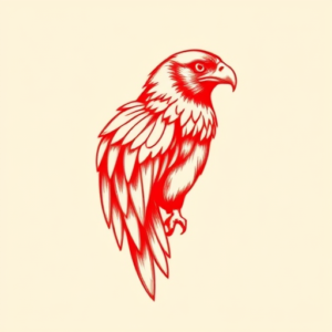 Red Ink Hawk Tattoo