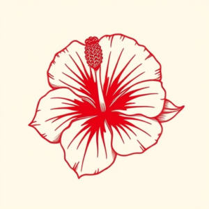 Red Ink Hibiscus Tattoo