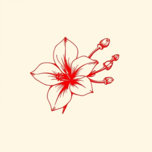 Red Ink Honeysuckle Tattoo