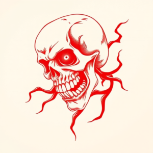 Red Ink Horror Tattoo