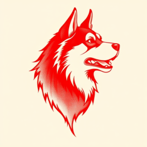 Red Ink Husky Tattoo
