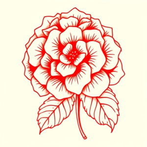 Red Ink Hydrangea Tattoo