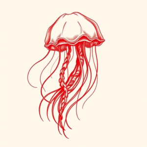 Red Ink Jellyfish Tattoo