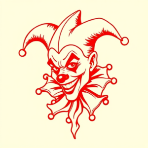 Red Ink Jester Tattoo