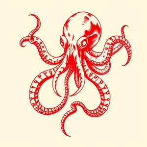 Red Ink Kraken Tattoo