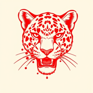 Red Ink Leopard Tattoo