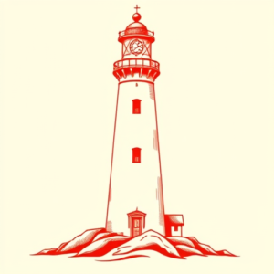 Red Ink Lighthouse Tattoo
