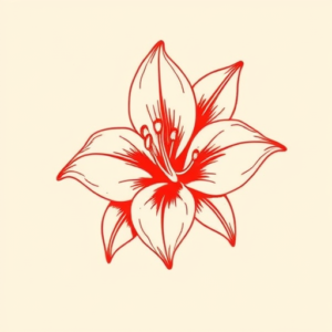 Red Ink Lily Tattoo