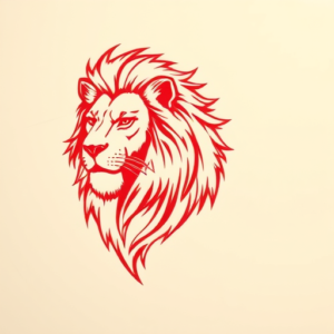 Red Ink Lion Tattoo
