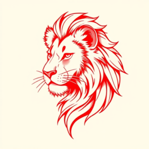 Red Ink Lioness Tattoo