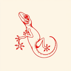 Red Ink Lizard Tattoo