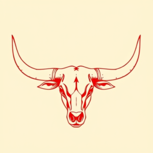 Red Ink Longhorn Tattoo