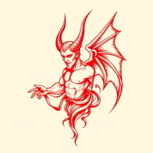 Red Ink Lucifer Tattoo