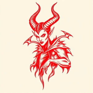 Red Ink Maleficent Tattoo