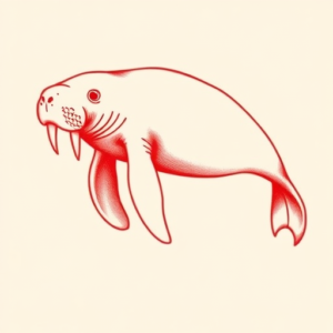 Red Ink Manatee Tattoo