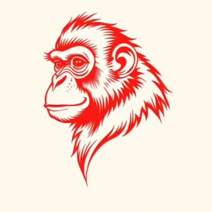 Red Ink Monkey Tattoo