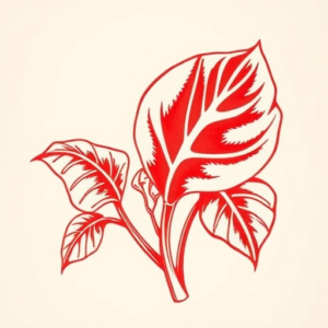 Red Ink Monstera Tattoo