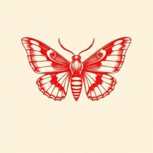 Red Ink Moth Tattoo