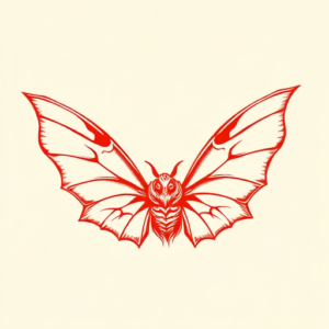 Red Ink Mothman Tattoo