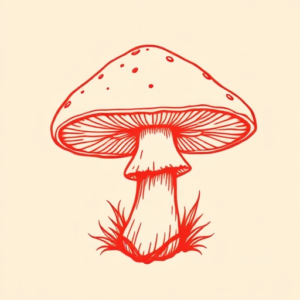Red Ink Mushroom Tattoo