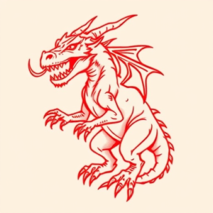 Red Ink Mythosaur Tattoo