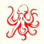 Red Ink Octopus Tattoo