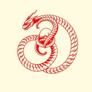 Red Ink Ouroboros Tattoo