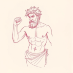 Red Ink Outline Achilles Tattoo