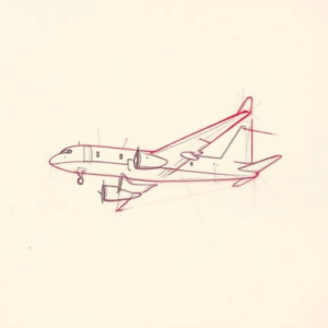 Red Ink Outline Airplane Tattoo