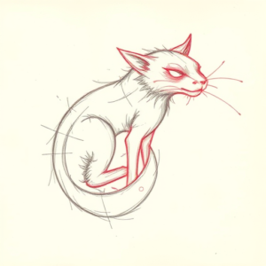 Red Ink Outline Animal Tattoo