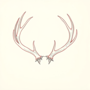 Red Ink Outline Antler Tattoo