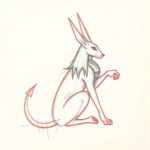 Red Ink Outline Anubis Tattoo