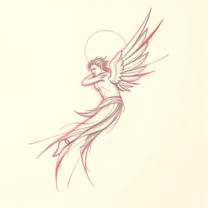 Red Ink Outline Apollo Tattoo