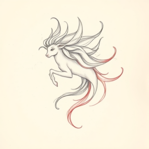 Red Ink Outline Aquarius Tattoo