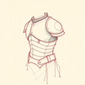 Red Ink Outline Armor Tattoo