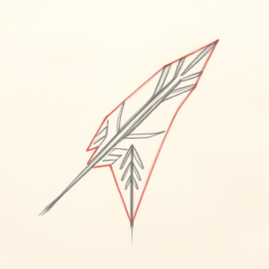 Red Ink Outline Arrowhead Tattoo