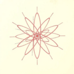 Red Ink Outline Atomic Tattoo