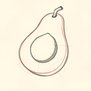 Red Ink Outline Avocado Tattoo