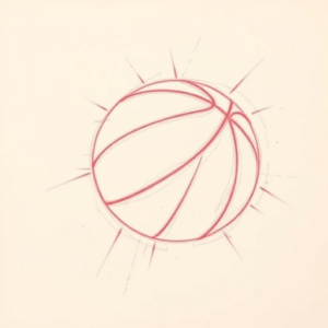 Red Ink Outline Basketball Tattoo