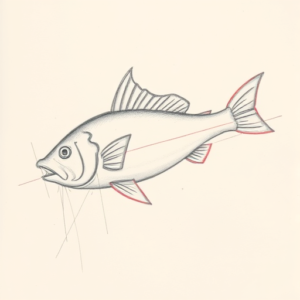 Red Ink Outline Bass Tattoo