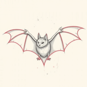 Red Ink Outline Bat Tattoo